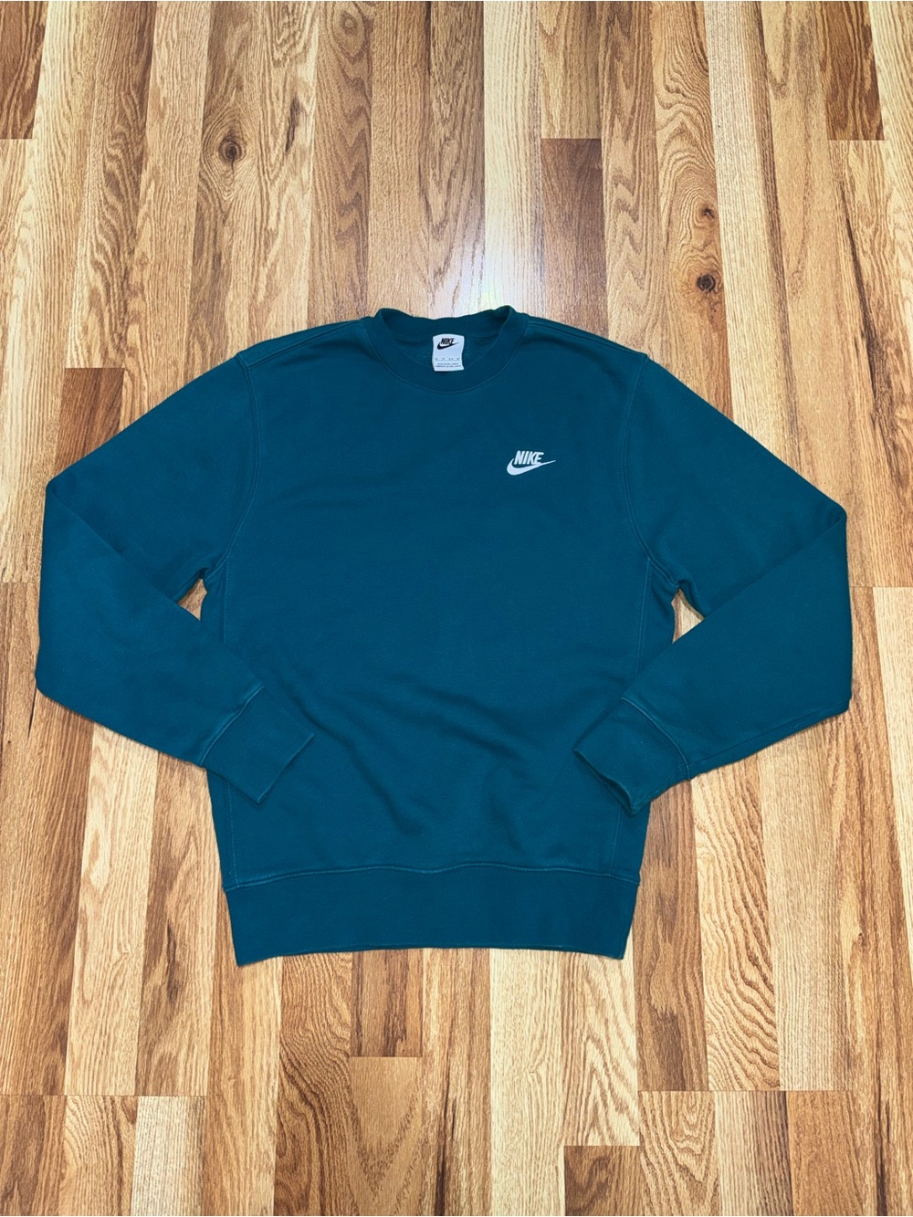 Nike Fleece Crew Neck Pullover Sweatshirt Logo Men's Size XS - Teal